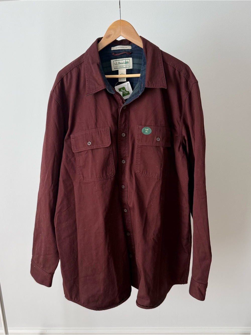 NEW LL Bean Flannel-Lined Hurricane Shirt